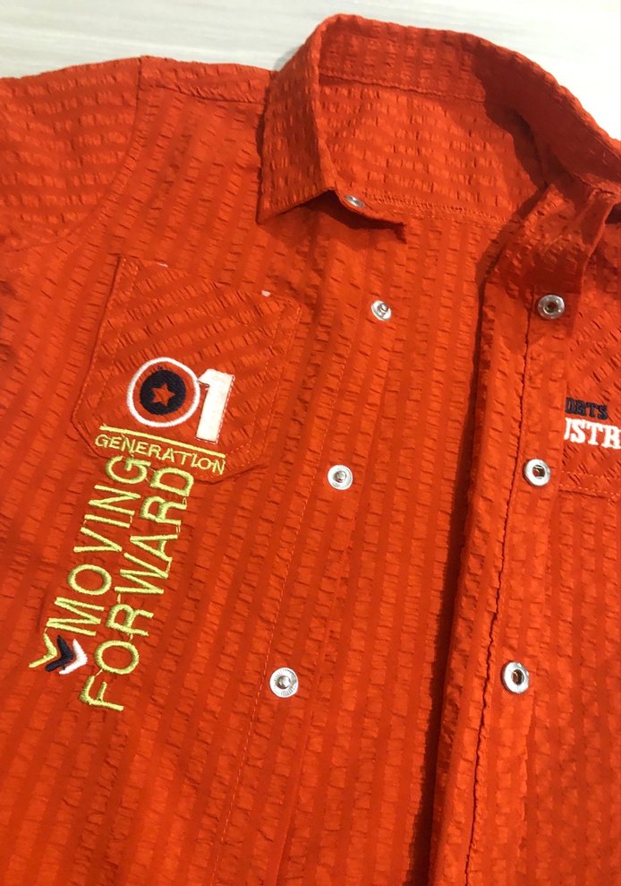 Erkek Çocuk Kısa Kollu Düğmeli Kırmızı Gömlek - Görsel 2