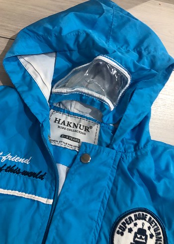 Mavi Erkek Çocuk Kapüşonlu yağmurluk - Görsel 2