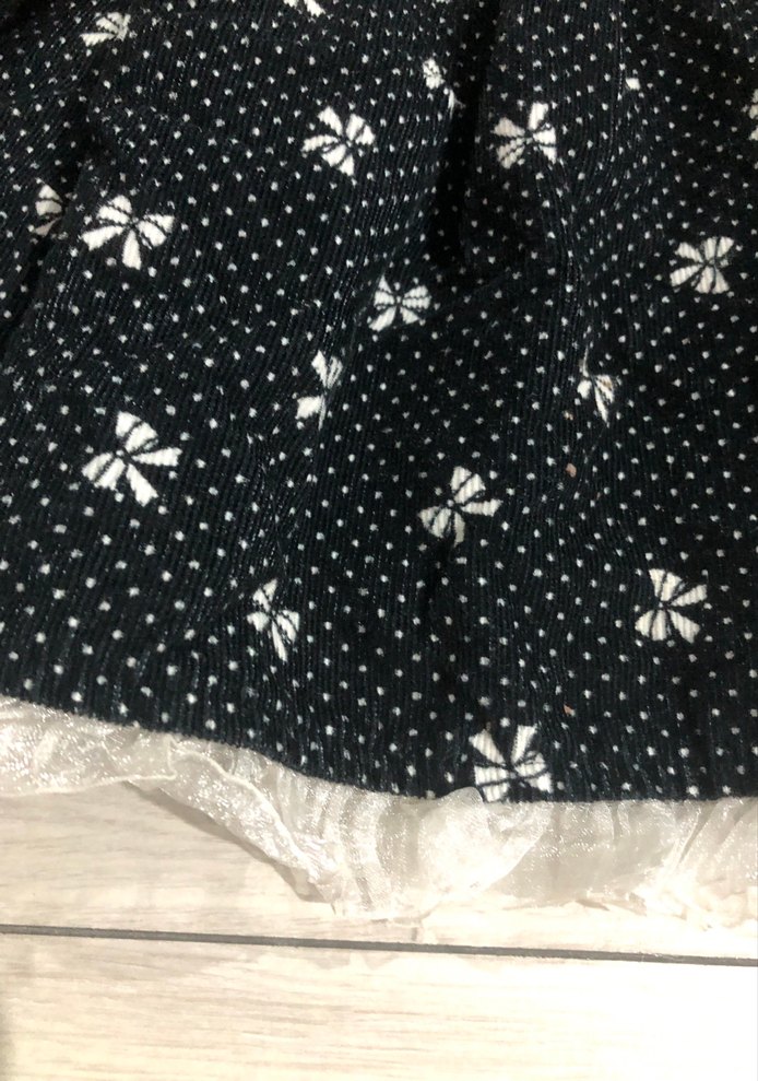 Kız Çocuk Siyah Fiyonklu kadife Etek - Görsel 2