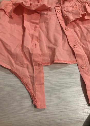 Kız Çocuk Pembe Kolsuz Keten Gömlek - Görsel 4