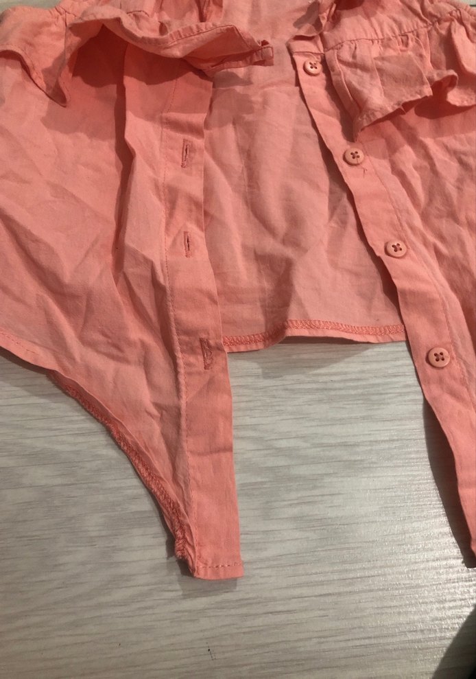 Kız Çocuk Pembe Kolsuz Keten Gömlek - Görsel 4