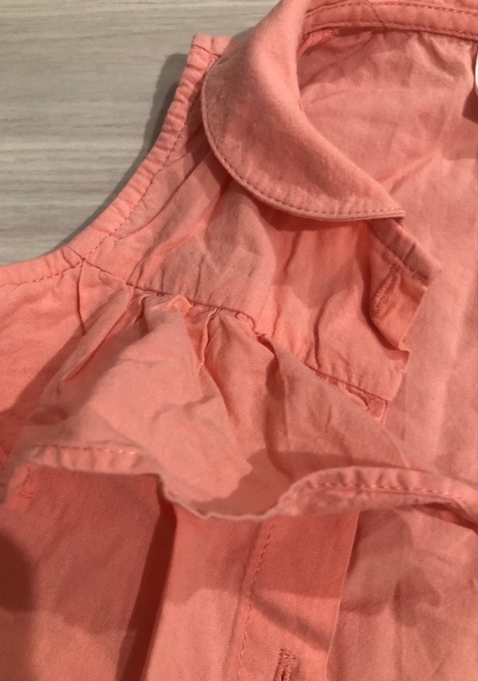 Kız Çocuk Pembe Kolsuz Keten Gömlek - Görsel 3