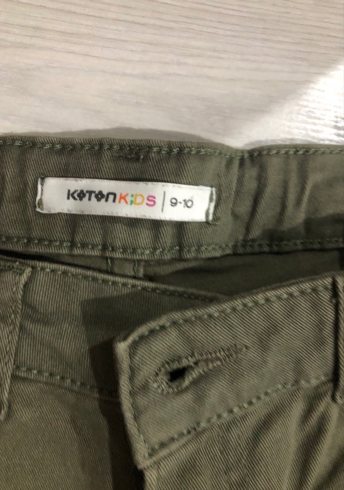 Düğmeli nefti yeşil keten Erkek Pantolon - Görsel 2