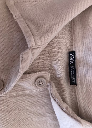Zara Bej Düğmeli Kısa Kollu Kadın süveter