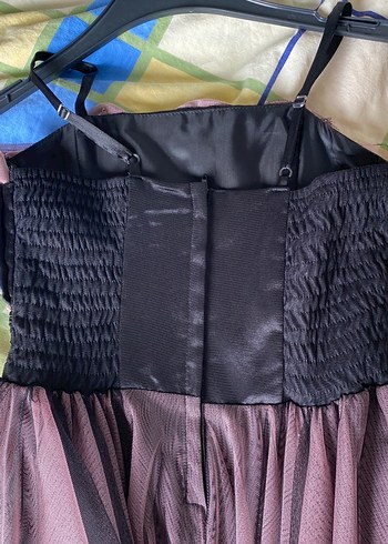 Kız Çocuk Pembe kuyruklu Askılı abiye - Görsel 5