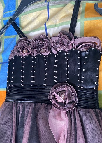 Kız Çocuk Pembe kuyruklu Askılı abiye - Görsel 4