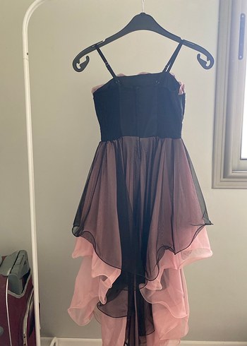 Kız Çocuk Pembe kuyruklu Askılı abiye - Görsel 2