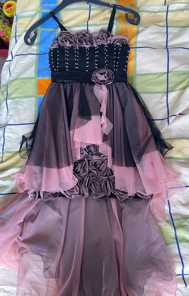 Kız Çocuk Pembe kuyruklu Askılı abiye - Görsel 3