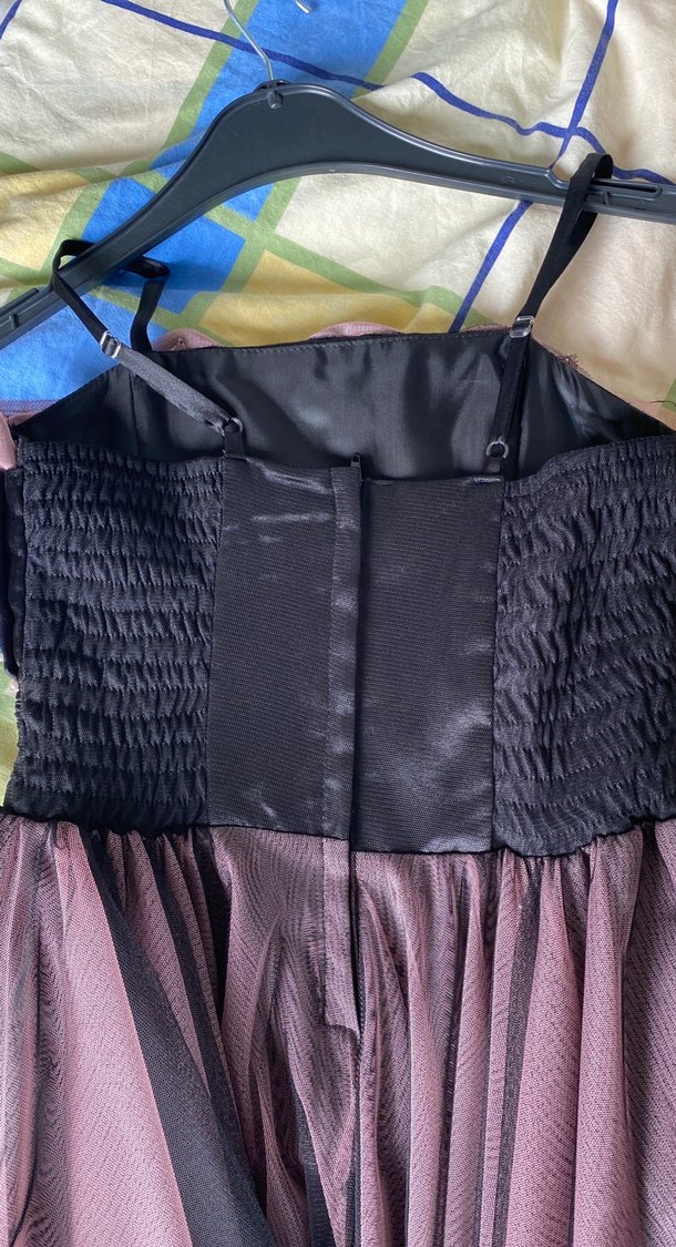 Kız Çocuk Pembe kuyruklu Askılı abiye - Görsel 5