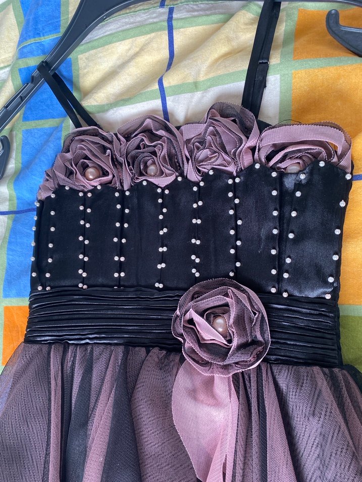 Kız Çocuk Pembe kuyruklu Askılı abiye - Görsel 4