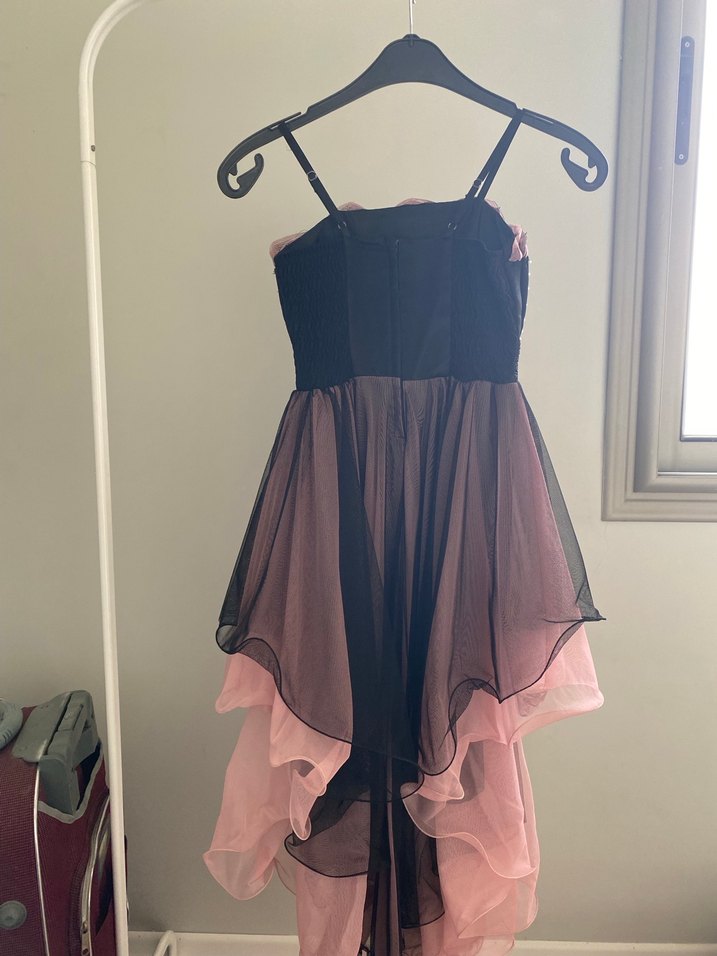 Kız Çocuk Pembe kuyruklu Askılı abiye - Görsel 2