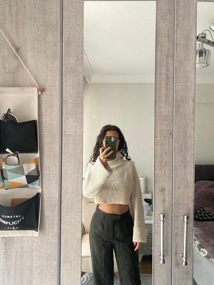 Bej crop kazak - Görsel 5