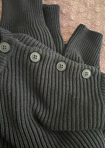 Zara Erkek koyu lacivert siyah renk arası düğmeli kazak - Görsel 11