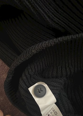 Zara Erkek koyu lacivert siyah renk arası düğmeli kazak - Görsel 7