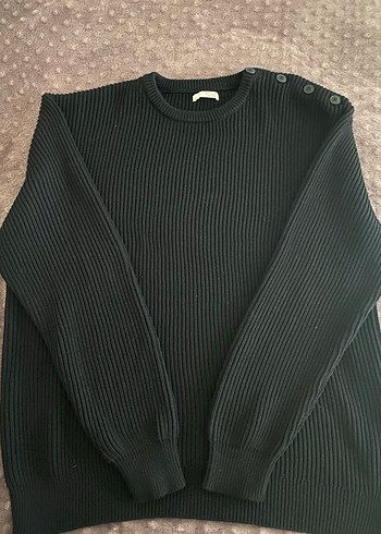 Zara Erkek koyu lacivert siyah renk arası düğmeli kazak - Görsel 10