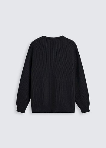 Zara Erkek koyu lacivert siyah renk arası düğmeli kazak - Görsel 4