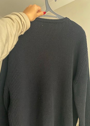 Zara Erkek koyu lacivert siyah renk arası düğmeli kazak - Görsel 9