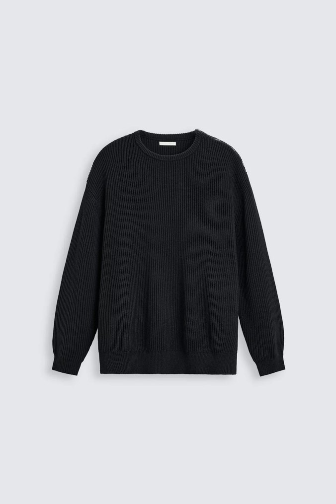 Zara Erkek koyu lacivert siyah renk arası düğmeli kazak - Görsel 3