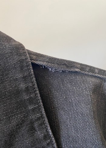 Düğmeli siyah antrasit Kadın Denim Ceket - Görsel 3