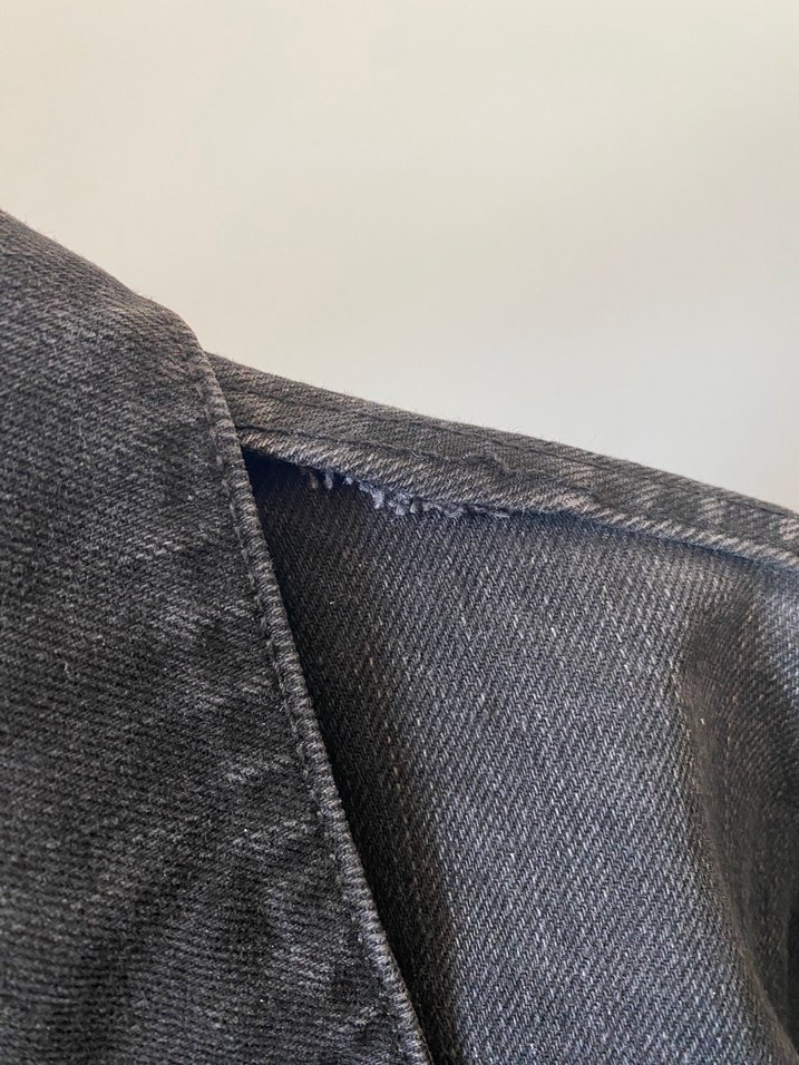 Düğmeli siyah antrasit Kadın Denim Ceket - Görsel 3