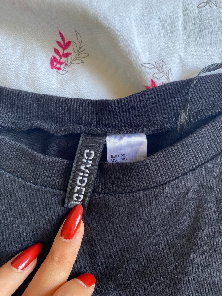 H&M Siyah Baskılı Kadın Sweatshirt - Görsel 2