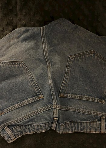Mavi Midi Boy Düğmeli Kadın Denim Şort