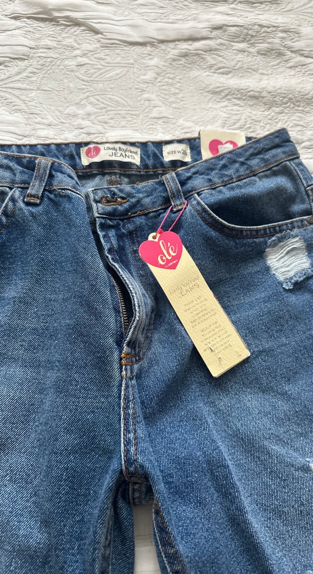 Kadın Mavi Yırtık Detaylı Bol Kesim Jean - Görsel 3