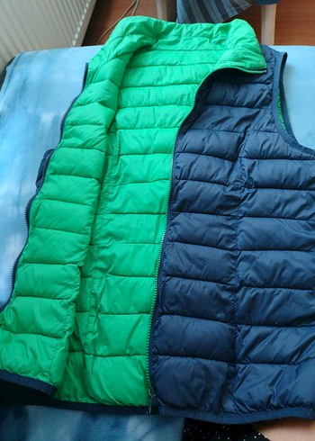 Lacivert & Yesil duble renk Kadın Şişme Yelek, Fermuarlı - Görsel 4