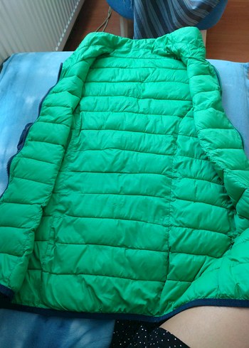 Lacivert & Yesil duble renk Kadın Şişme Yelek, Fermuarlı - Görsel 3