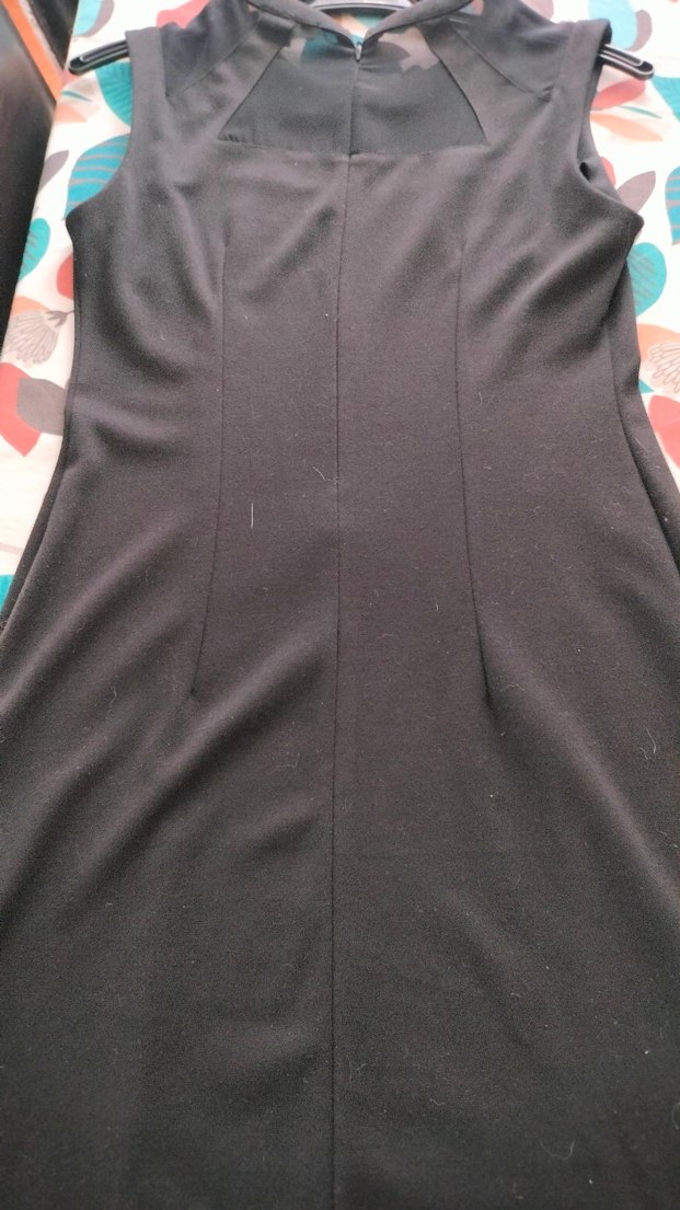 Siyah Yakasi Tül Detayli Midi Elbise - Görsel 5