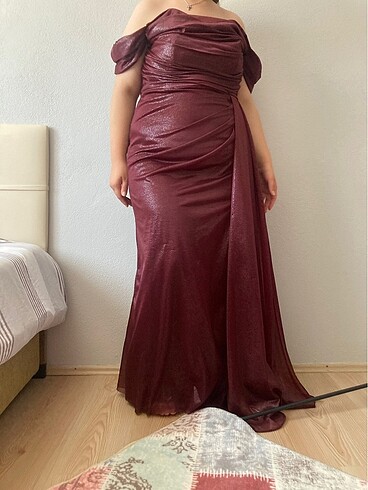 48 Beden bordo Renk Abiye elbise