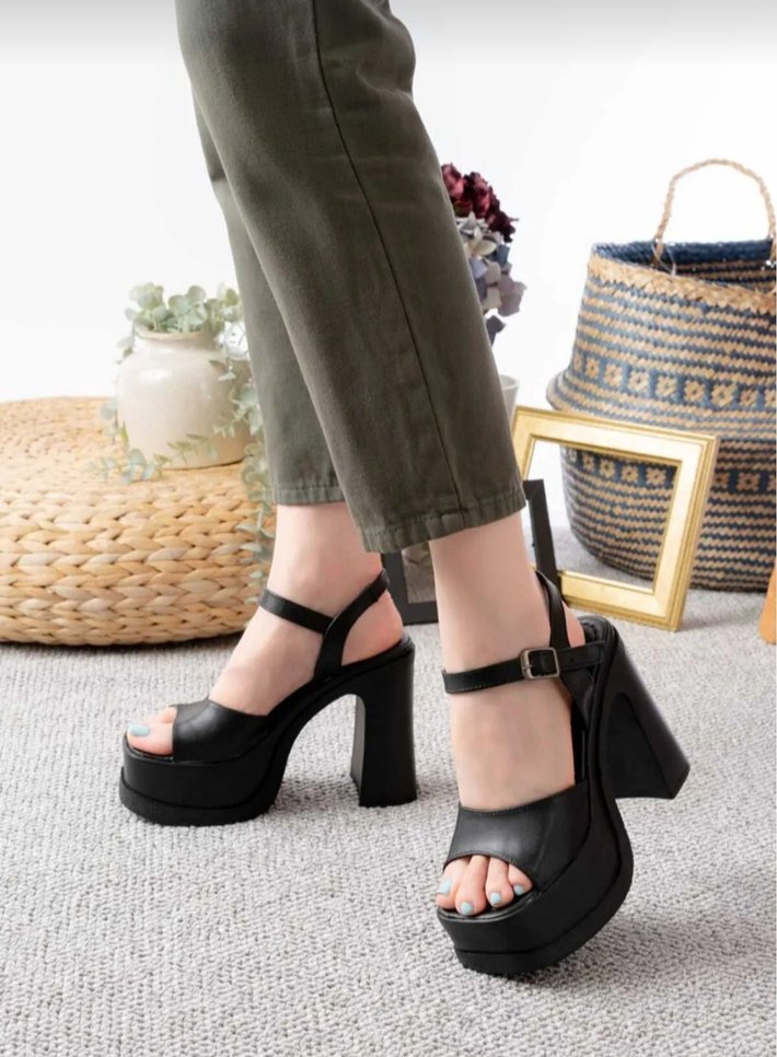 Kalın topuk kadın ayakkabı - Görsel 4