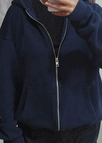 Lacivert Fermuarlı Kadın Sweatshirt