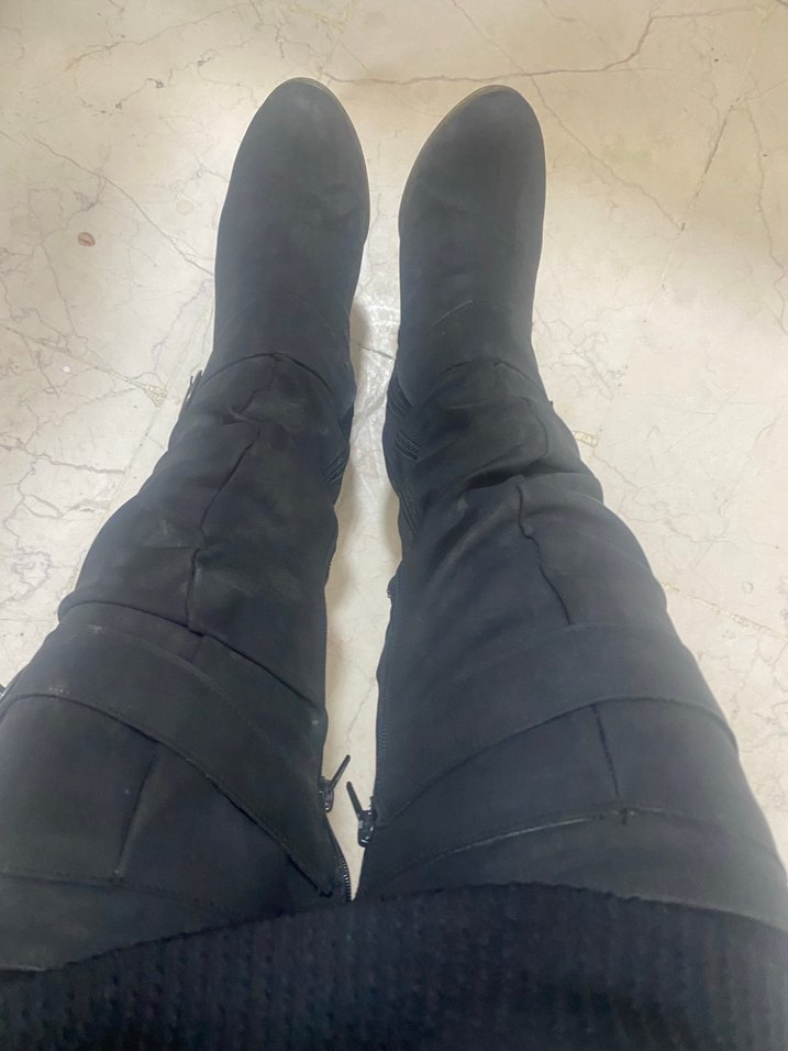 Kadın Siyah Tokalı uzun Bot - Görsel 4