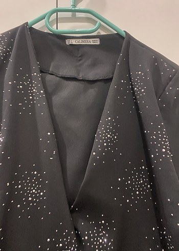 Düğmeli Siyah ışıltılı Blazer takım - Görsel 3