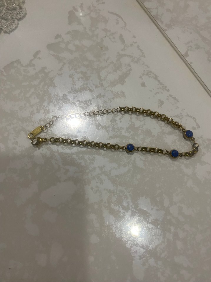 Mavi nazar Taşlı Zincir Detaylı Kadın Bileklik - Görsel 3