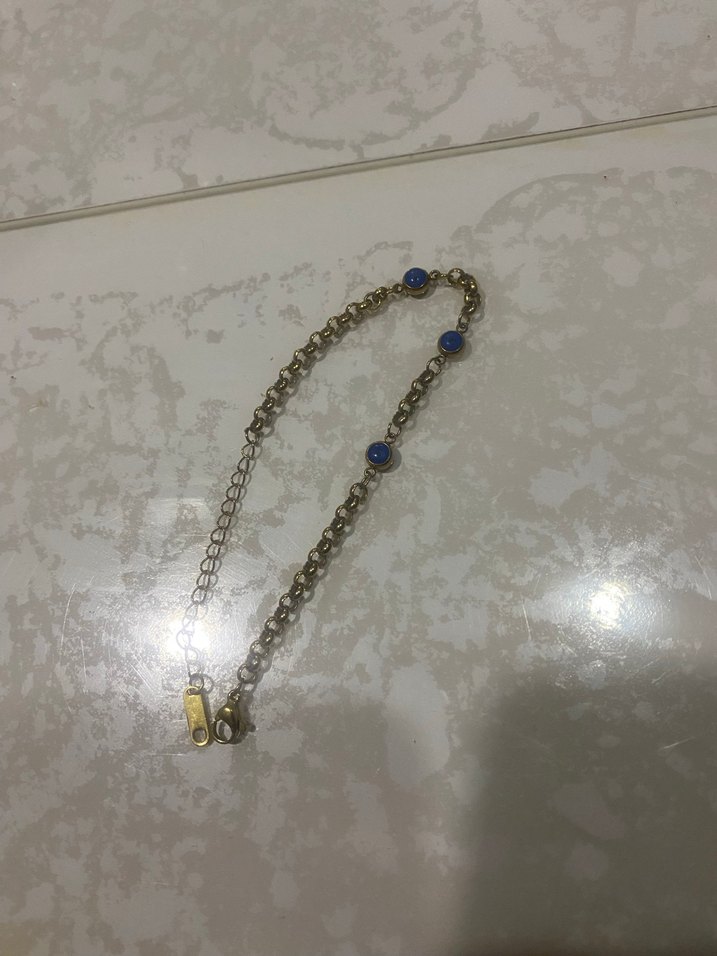 Mavi nazar Taşlı Zincir Detaylı Kadın Bileklik - Görsel 2