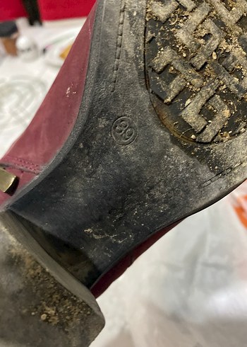 Bordo Süet Kadın Bot, Tokalı, Kalın Topuklu - Görsel 6