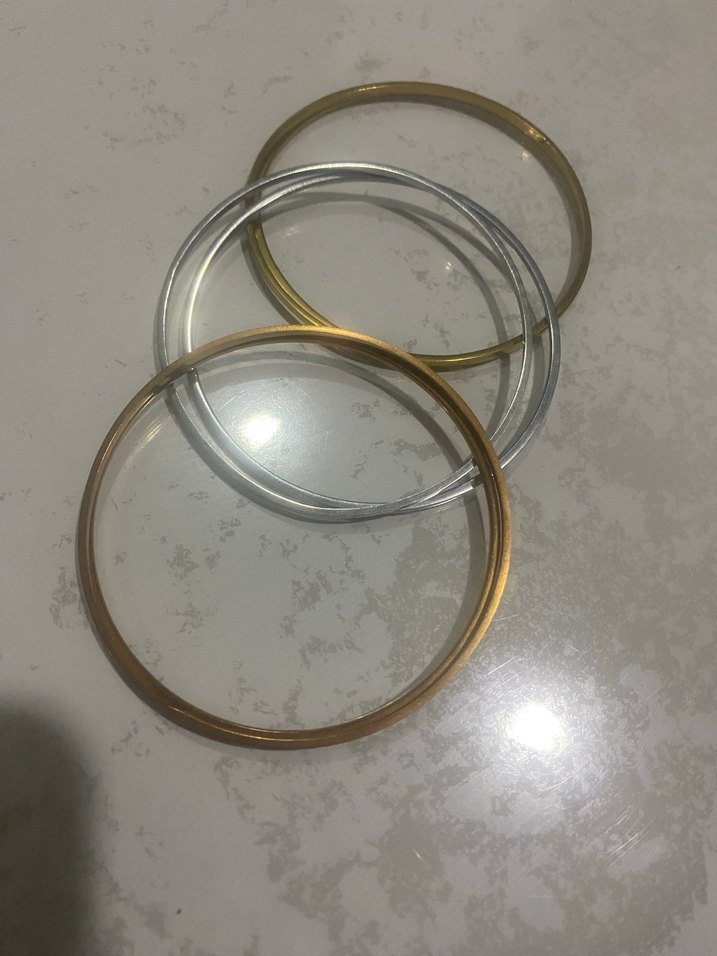 Parlak Metalik Kadın çelik Bilezik Seti - Görsel 2