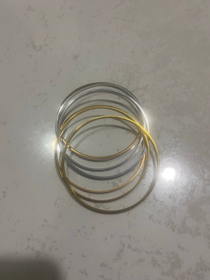 Parlak Metalik Kadın çelik Bilezik Seti - Görsel 3