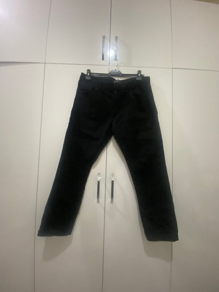 Siyah Kemerli  Denim Pantolon - Görsel 2