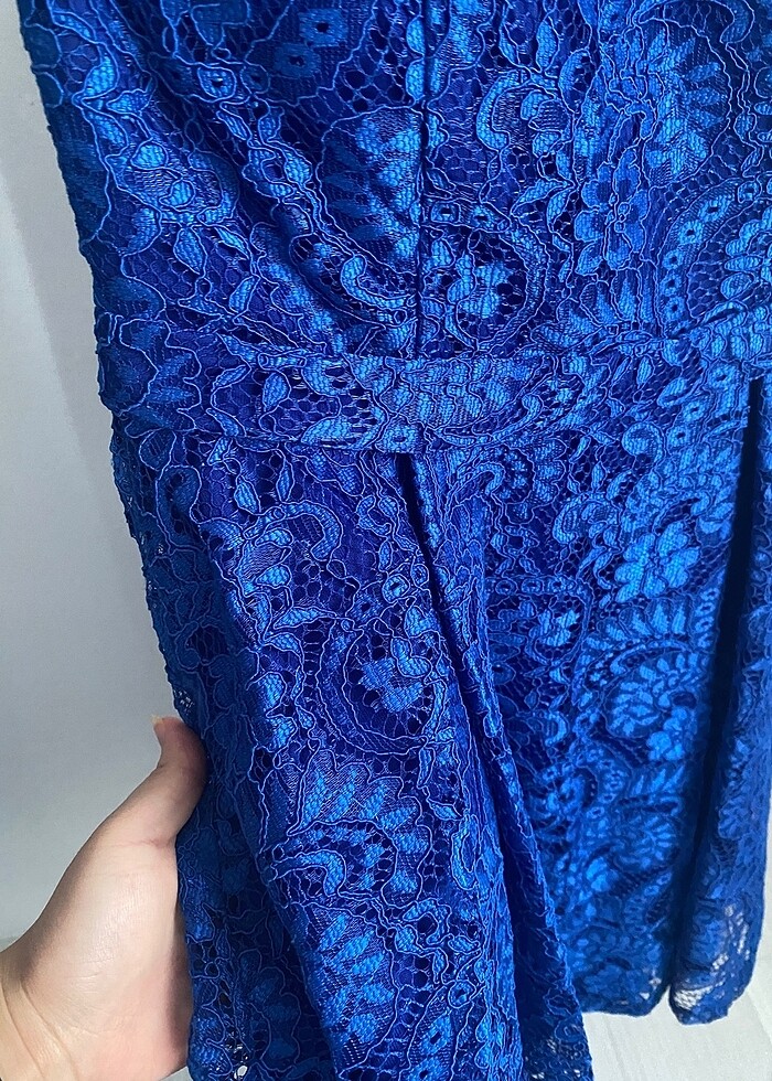 Saks mavisi kısa elbise - Görsel 4