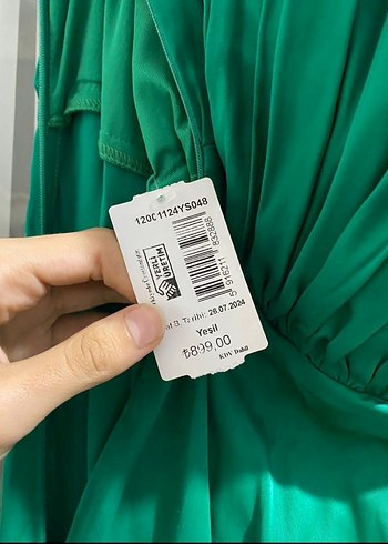 Yeşil Drapeli Uzun Abiye - Görsel 4