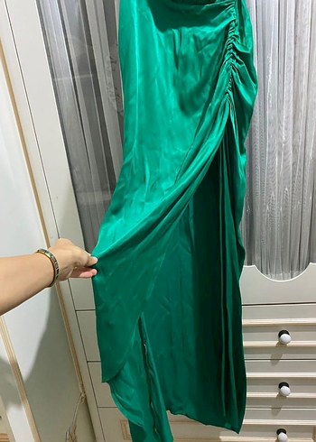 Yeşil Drapeli Uzun Abiye - Görsel 2