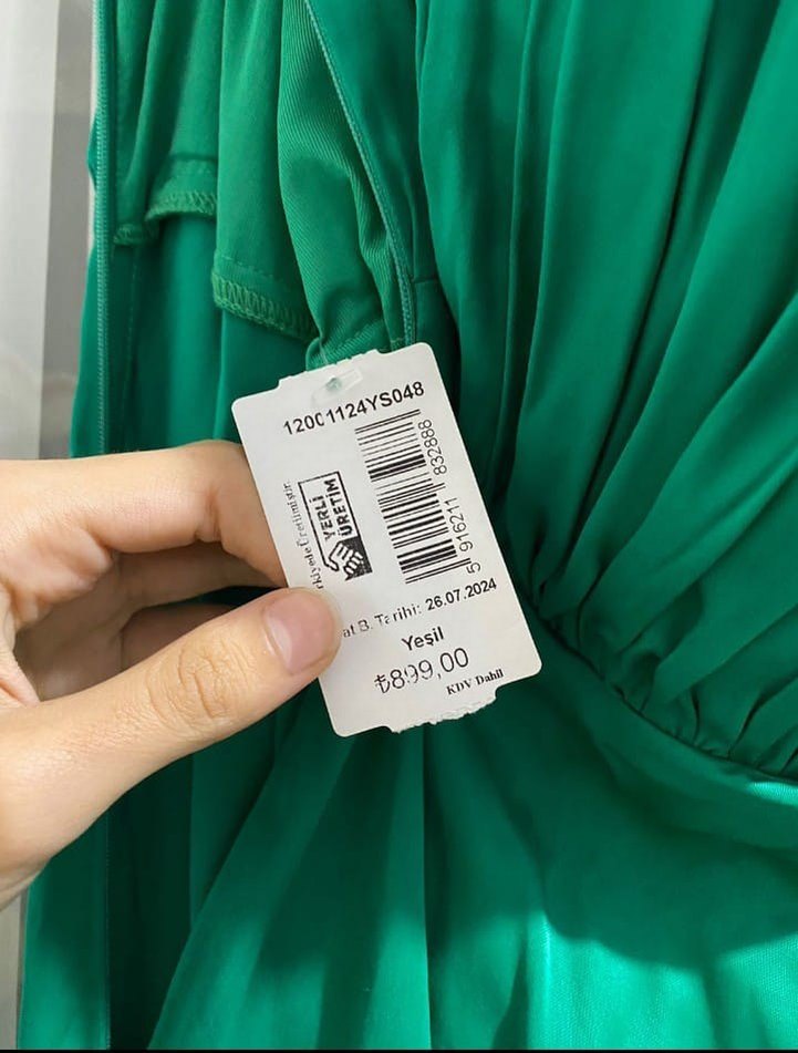 Yeşil Drapeli Uzun Abiye - Görsel 4