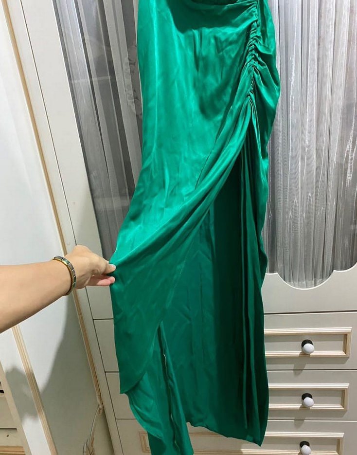 Yeşil Drapeli Uzun Abiye - Görsel 2