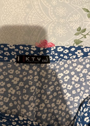 xxl Beden Lacivert Çiçekli Fırfırlı Etek
