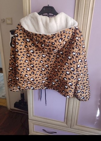l Beden Leopar Desenli Kahverengi Kadın Ceket