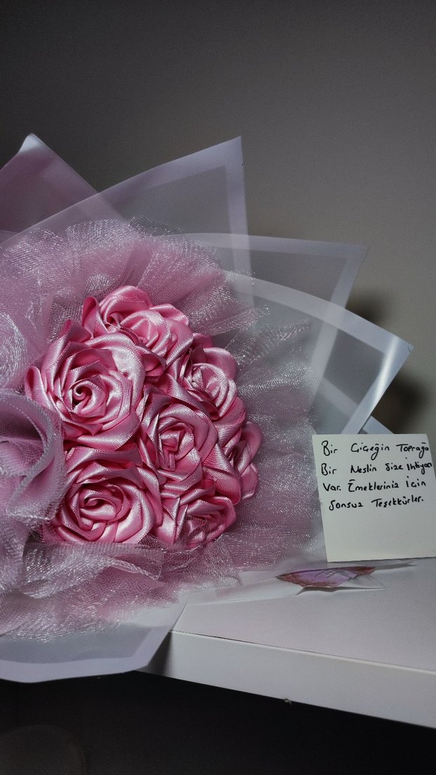 7 Adet Pembe Gül Buketi - Görsel 2