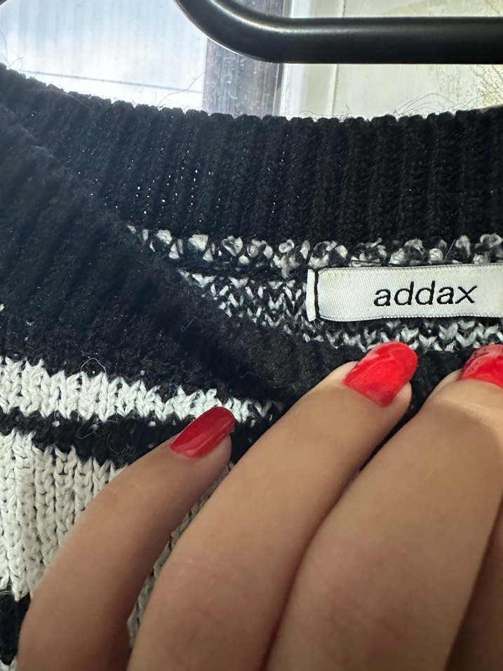 Gri Zebra Desenli Kalın Triko Kazak S-M - Görsel 3